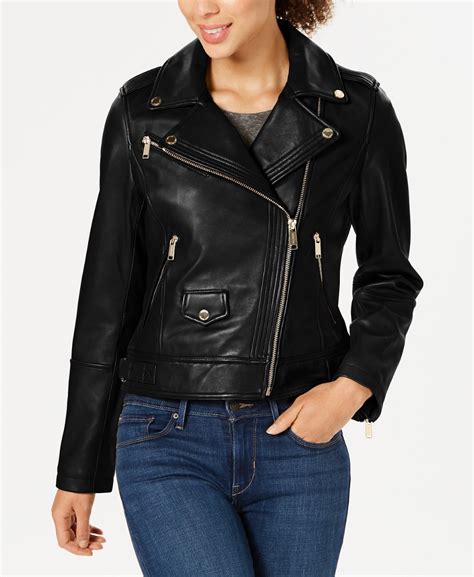 michael kors women's leather moto jacket|Michael Kors faux leather jacket.